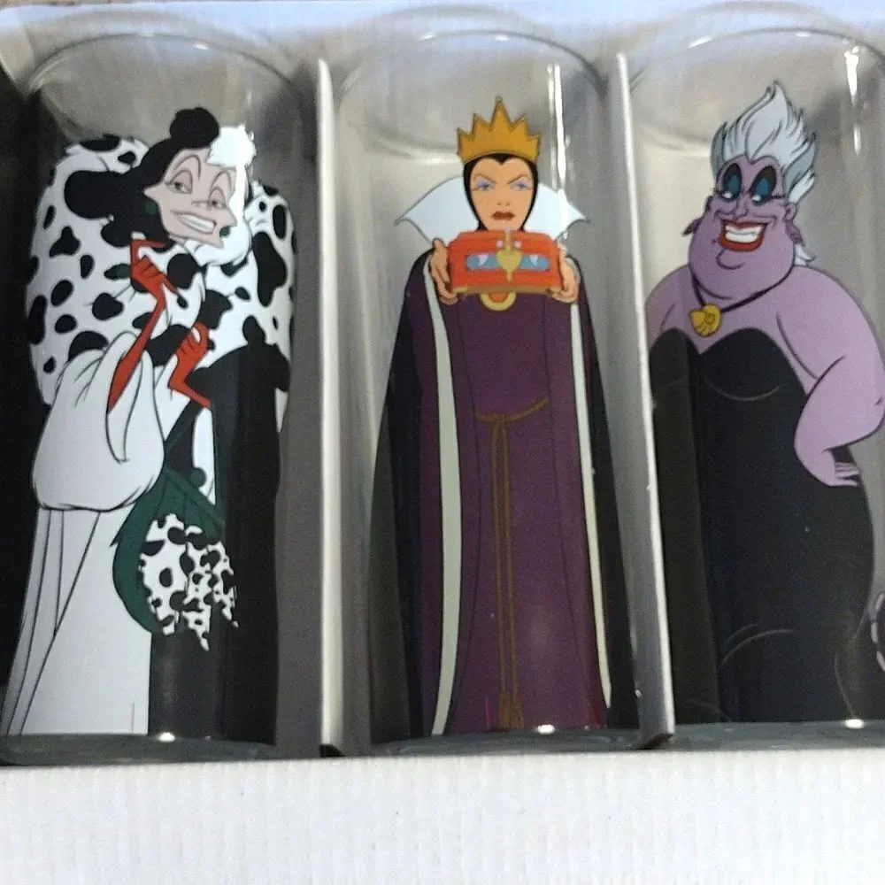 Disney‎ Villains Characters Prints 10oz Tumbler Glassware Set of 4 NWT